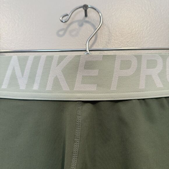 Nike Pro Dri-Fit Shorts Stretch 3" inseam Gym Women XXL Sage Green AO9977-326 - Picture 3 of 8